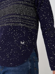 Crew Clothing Blue Sequin Jumper with Curved Hem - Image 4 of 5