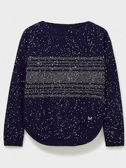 Crew Clothing Blue Sequin Jumper with Curved Hem - Image 5 of 5