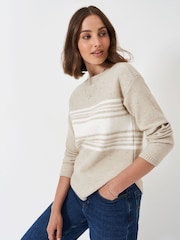 Crew Clothing Natural Sequin Jumper With Curved Hem - Image 1 of 5