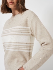 Crew Clothing Natural Sequin Jumper With Curved Hem - Image 4 of 5