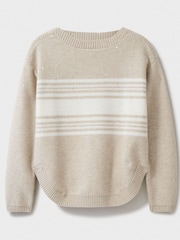 Crew Clothing Natural Sequin Jumper With Curved Hem - Image 5 of 5
