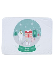 Star Editions Personalised The Snowman and the Snowdog Snow Globe White Blanket - Image 3 of 3