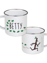 Star Editions Man Running Personalised Stick Enamel White Mug - Image 1 of 2