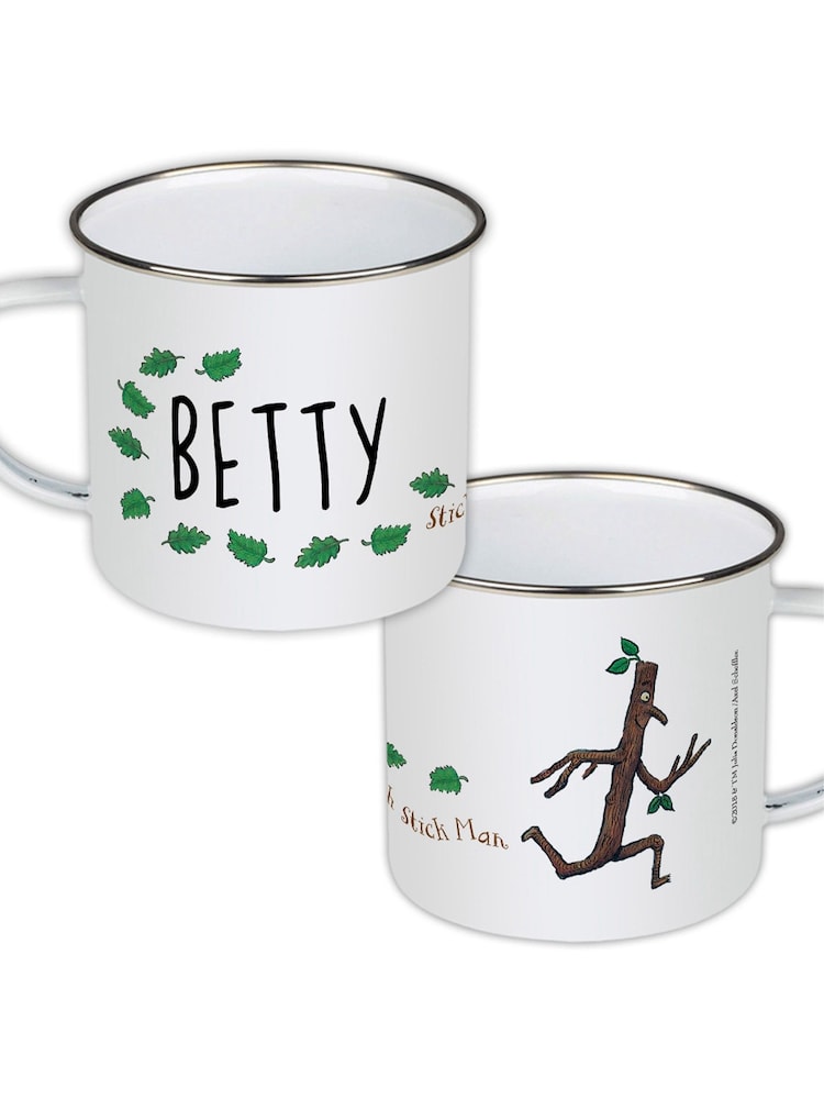 Star Editions Man Running Personalised Stick Enamel White Mug - Image 1 of 2