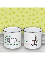 Star Editions Man Running Personalised Stick Enamel White Mug - Image 2 of 2