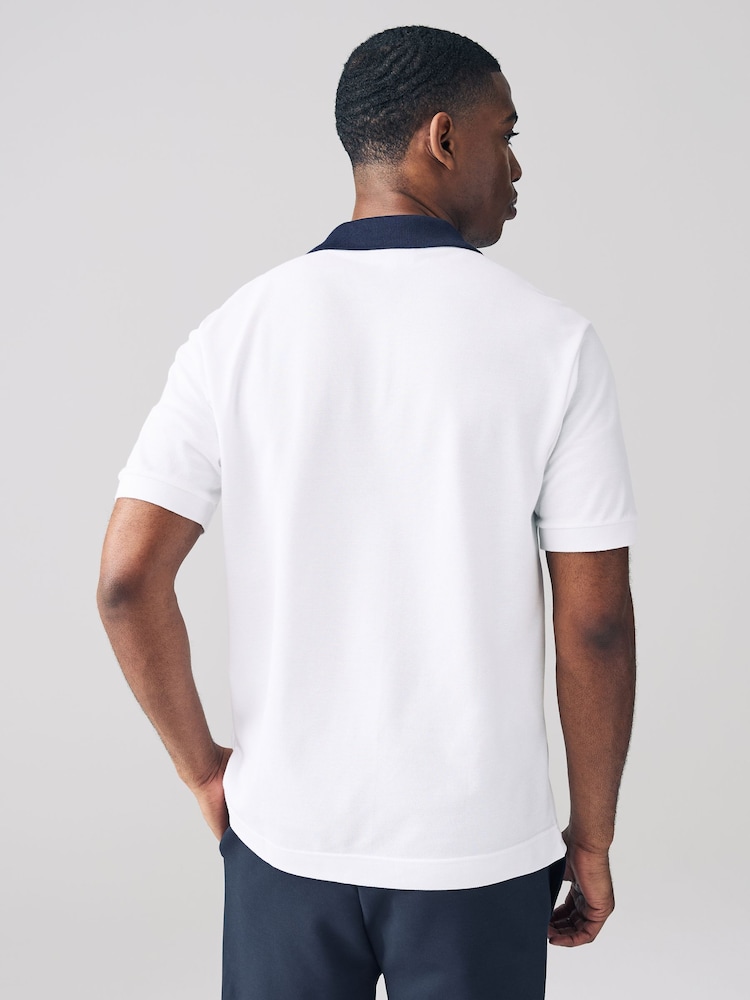 Lacoste Regular Fit Stripe Collar Piqu Polo Shirt - Image 2 of 6