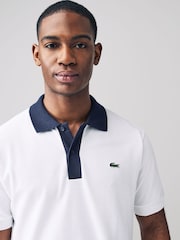 Lacoste Regular Fit Stripe Collar Piqu Polo Shirt - Image 3 of 6