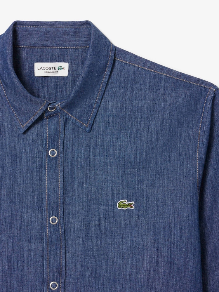 Lacoste Regular Fit Lightweight Indigo Denim Shirt - Image 2 of 3