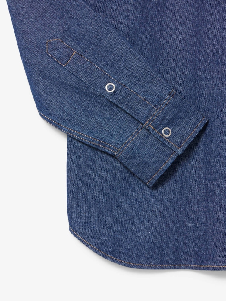 Lacoste Regular Fit Lightweight Indigo Denim Shirt - Image 3 of 3 Lacoste Regular Fit Lightweight Indigo Denim Shirt - Image 3 of 3