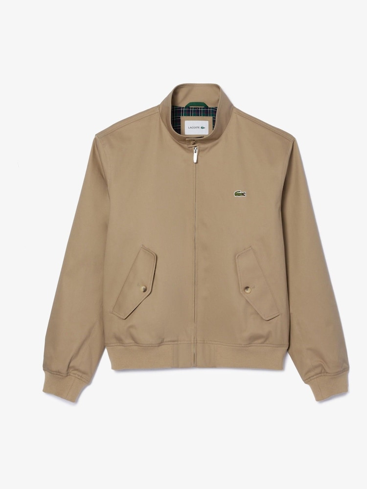 Lacoste Showerproof Cotton Twill Harrington Brown Jacket - Image 1 of 3
