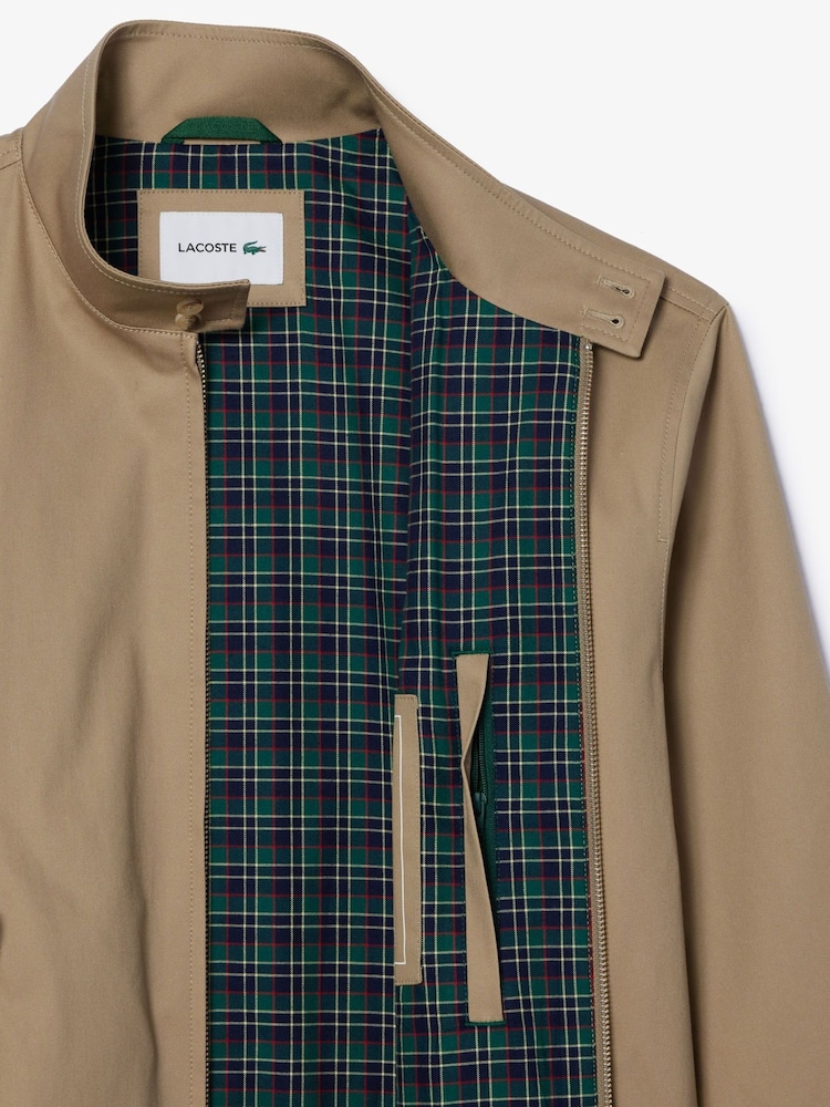 Lacoste Showerproof Cotton Twill Harrington Brown Jacket - Image 3 of 3