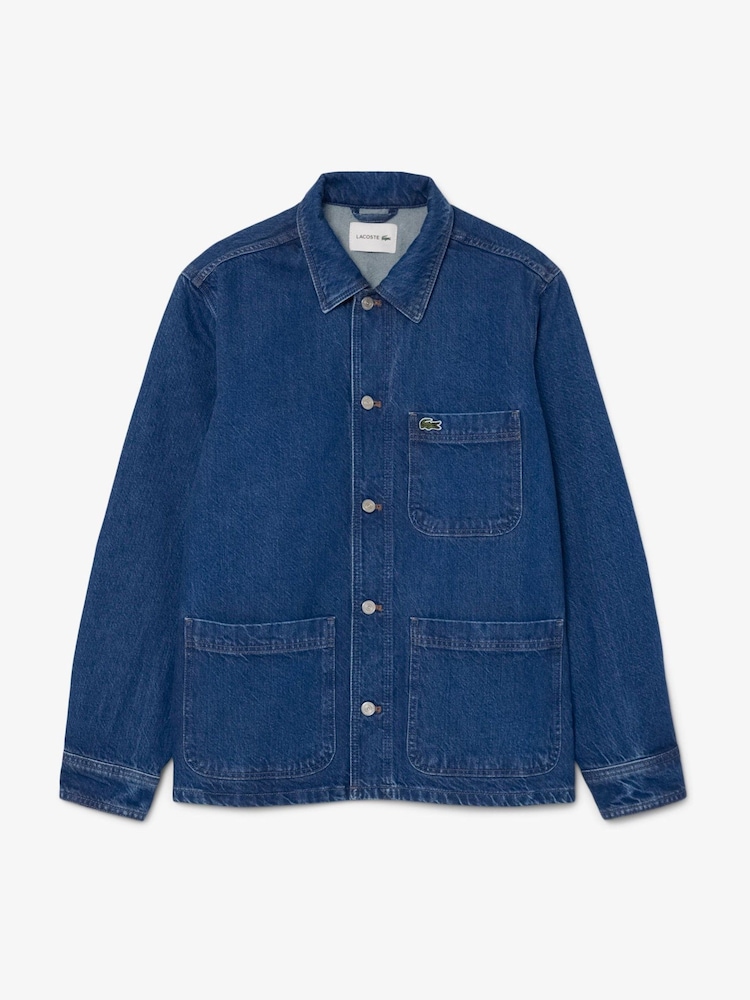 Niebieski - Lacoste Woven Denim Overshirt - Image 4 of 6