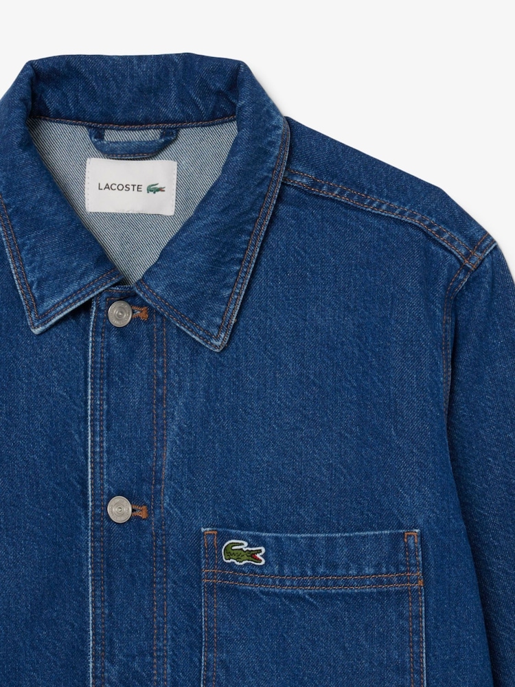 Niebieski - Lacoste Woven Denim Overshirt - Image 5 of 6