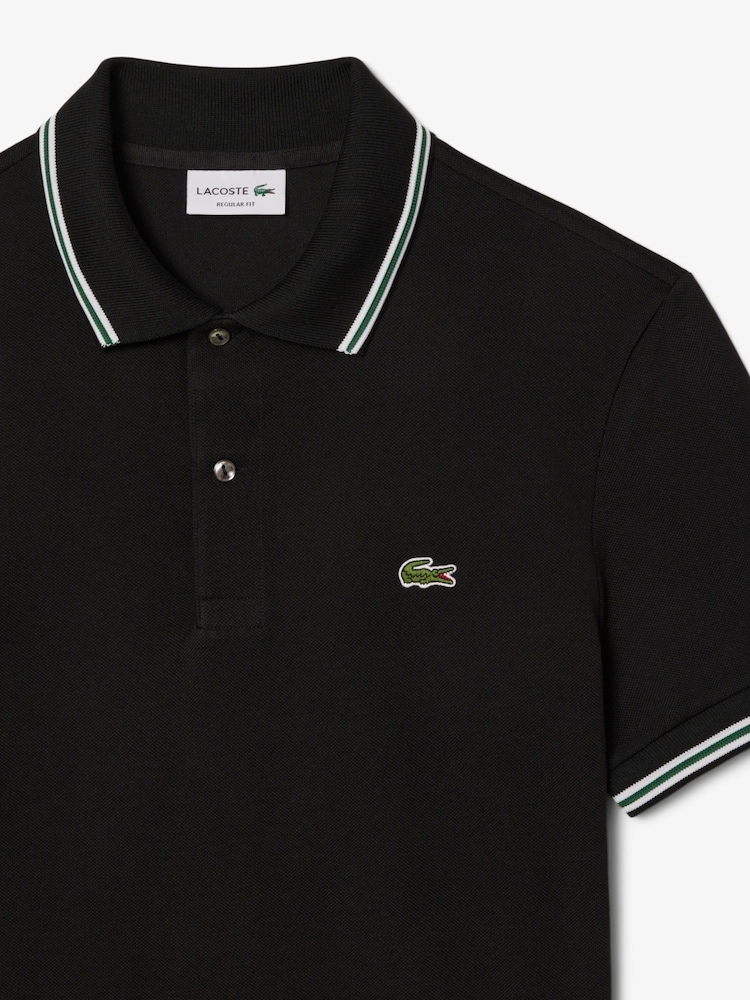 Lacoste Regular Fit Stripe Collar Piqué Polo Shirt - Image 2 of 3
