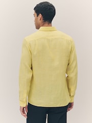 Желтый - Льняная рубашка классического кроя Lacoste - Изображение 3 из 3