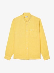 Amarillo - Camisa de lino de corte estándar de Lacoste - Imagen 7 de 9