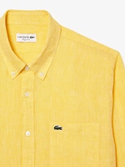 Amarillo - Camisa de lino de corte estándar de Lacoste - Imagen 8 de 9