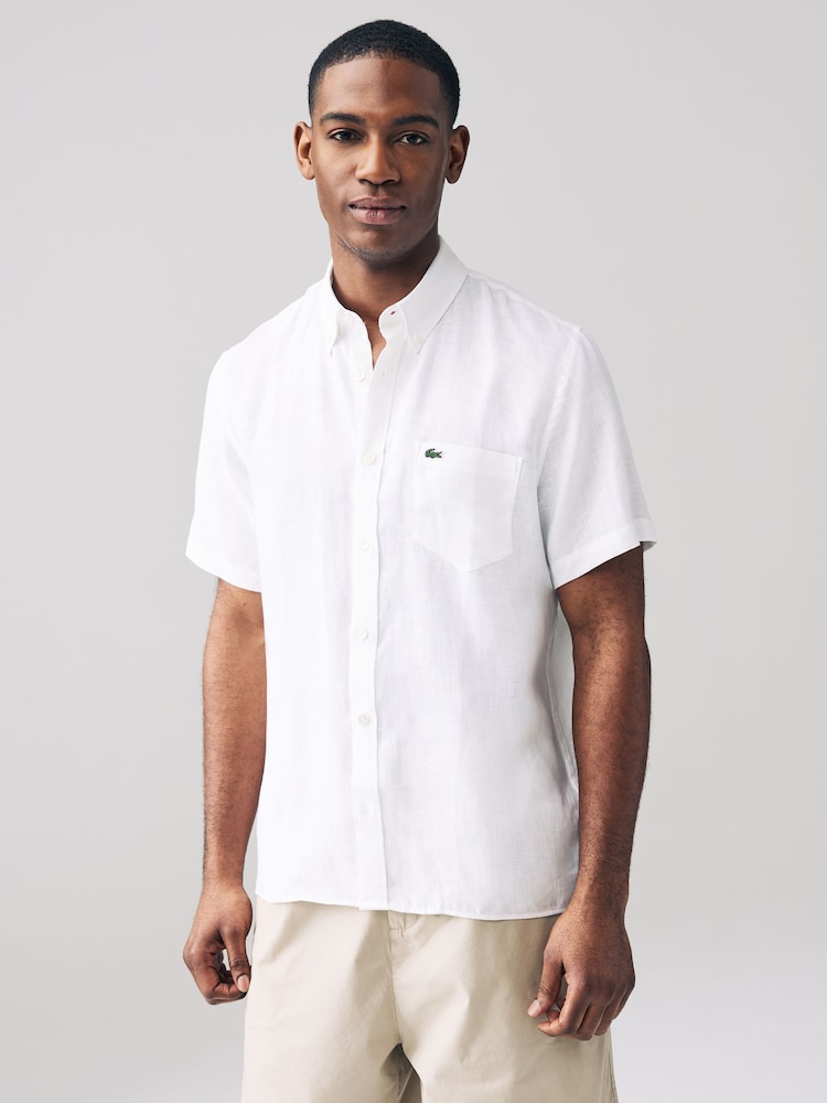 Lacoste Regular Fit Short Sleeved Linen Shirt - Image 1 of 5