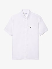 Lacoste Regular Fit Short Sleeved Linen Shirt - Image 4 of 5