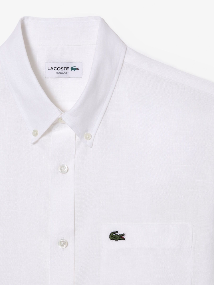 Lacoste Regular Fit Short Sleeved Linen Shirt - Image 5 of 5
