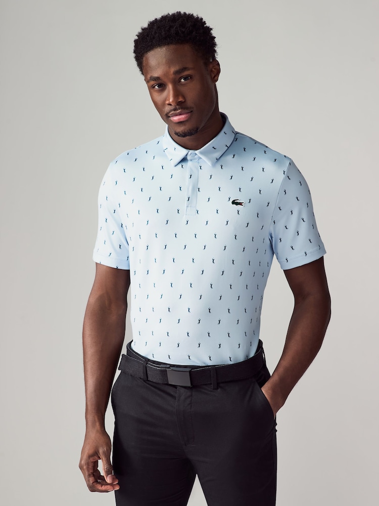 Футболка-поло классического кроя с принтом и УФ-защитой Lacoste Golf - Изображение 1 из 5