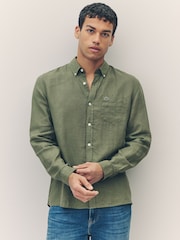 Зеленый - Льняная рубашка классического кроя Lacoste - Изображение 1 из 3