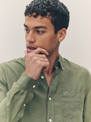 Lacoste Regular Fit Linen Shirt - Image 4 of 7