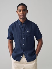 Lacoste Regular Fit Short Sleeved Linen Shirt - Image 1 of 5