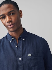 Lacoste Regular Fit Short Sleeved Linen Shirt - Image 3 of 5