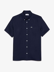 Lacoste Regular Fit Short Sleeved Linen Shirt - Image 4 of 5