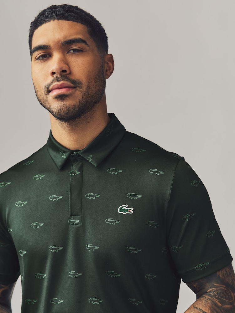 Lacoste Regular Fit UV Protect Printed Golf Polo Shirt - Image 3 of 4
