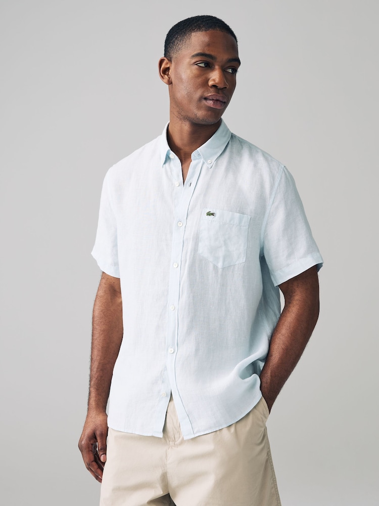 Lacoste Regular Fit Short Sleeved Linen Shirt - Image 1 of 1