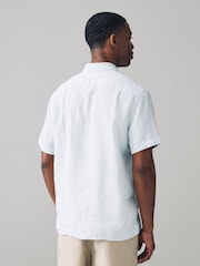 Синий - Lacoste льняная рубашка классического кроя с короткими рукавами - Image 2 of 5