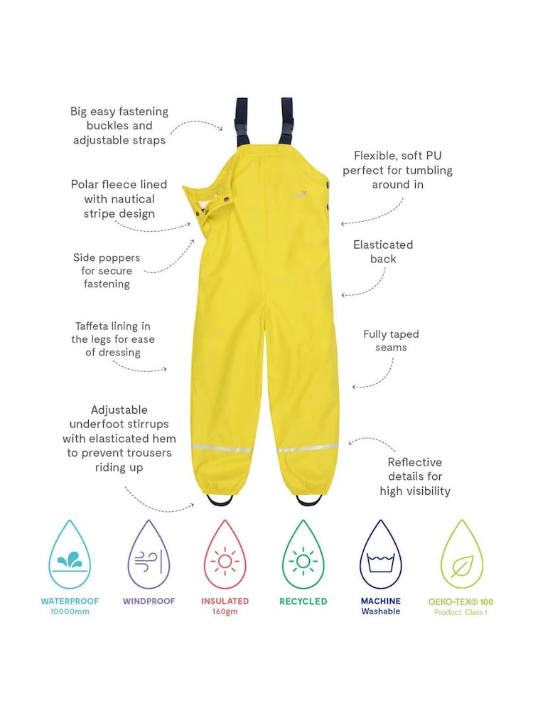 Muddy Puddles Yellow Muddy Puddles Waterproof Insulated Puddleflex Dungarees - Image 3 of 3