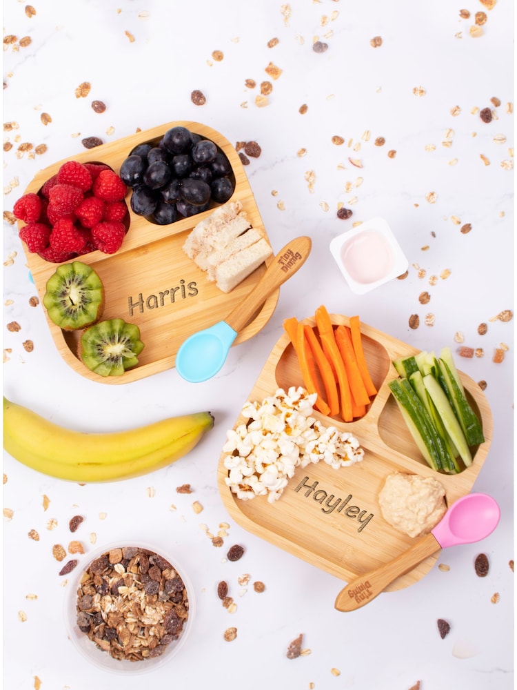 Loveabode Personalised Babys Suction Plate with matching Spoon & Fork - Image 1 of 3