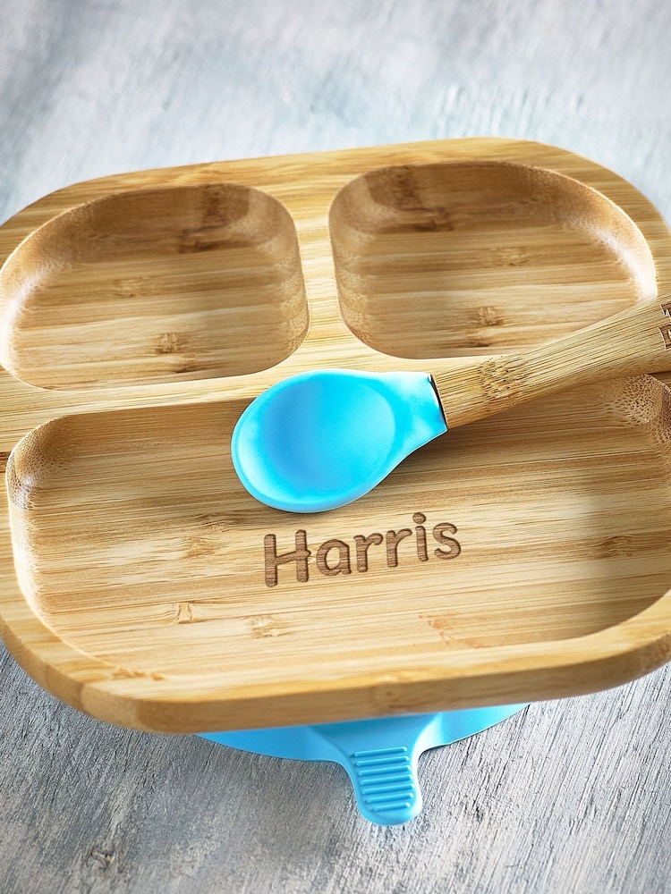 Loveabode Personalised Babys Suction Plate with matching Spoon & Fork - Image 2 of 3