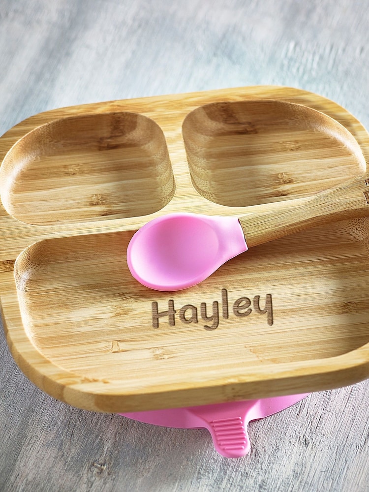 Loveabode Personalised Babys Suction Plate with matching Spoon & Fork - Image 3 of 3