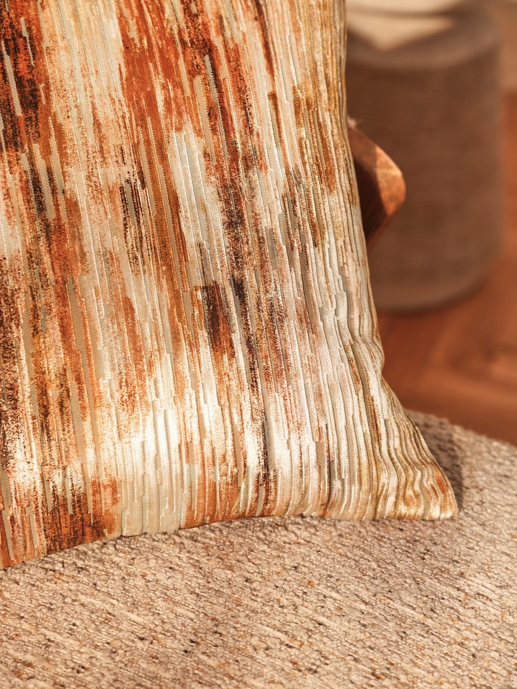 Orange 43 x 43cm Haze Velvet Stripe Cushion - Image 2 of 5