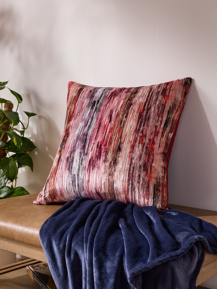 Fuchsia Pink 59 x 59cm Haze Velvet Stripe Cushion - Image 1 of 5
