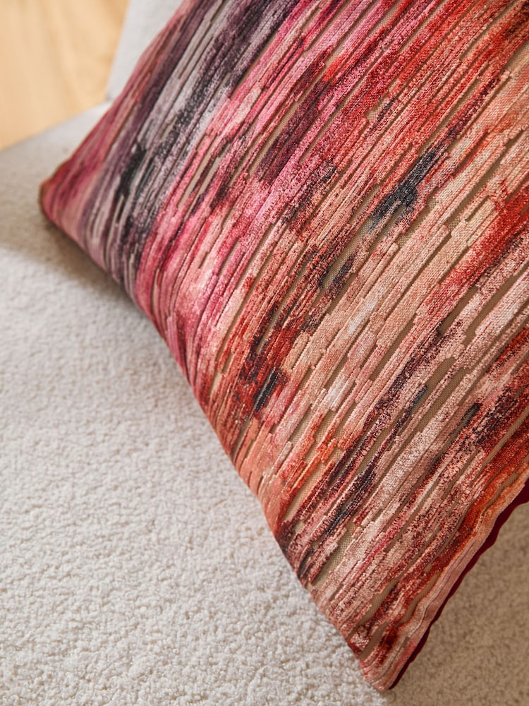 Fuchsia Pink 43 x 43cm Haze Velvet Stripe Cushion - Image 2 of 5