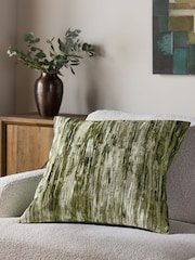 Green 59 x 59cm Haze Velvet Stripe Cushion - Image 1 of 5