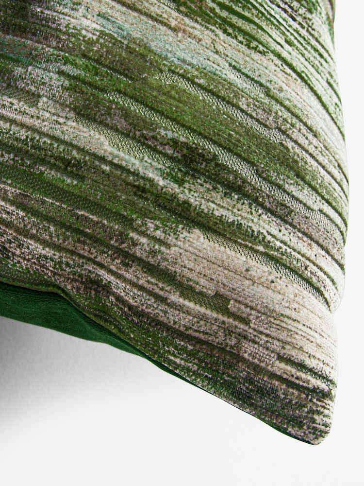 Green 59 x 59cm Haze Velvet Stripe Cushion - Image 5 of 5