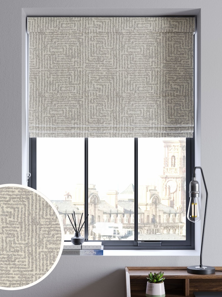 Grey Textured Maze Jacquard Made to Measure Roman Blinds - Image 1 of 6