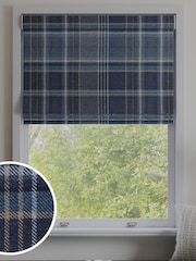 Blue Brushed Check Made to Measure Roman Blind - Image 1 of 6
