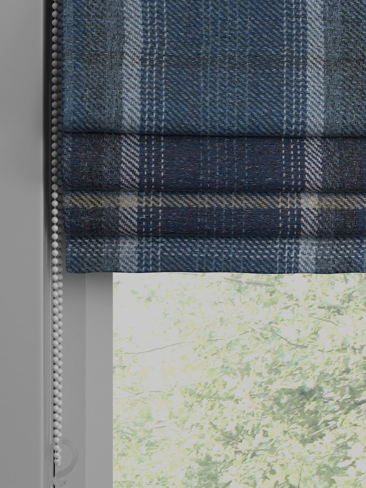 Blue Brushed Check Made to Measure Roman Blind - Image 2 of 6