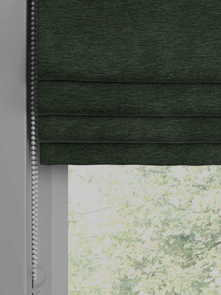 Green Soft Touch Chenille Made to Measure Roman Blind - Image 2 of 6