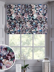 Black/Pink Romance Floral Faux Silk Made to Measure Roman Blind - Image 1 of 6