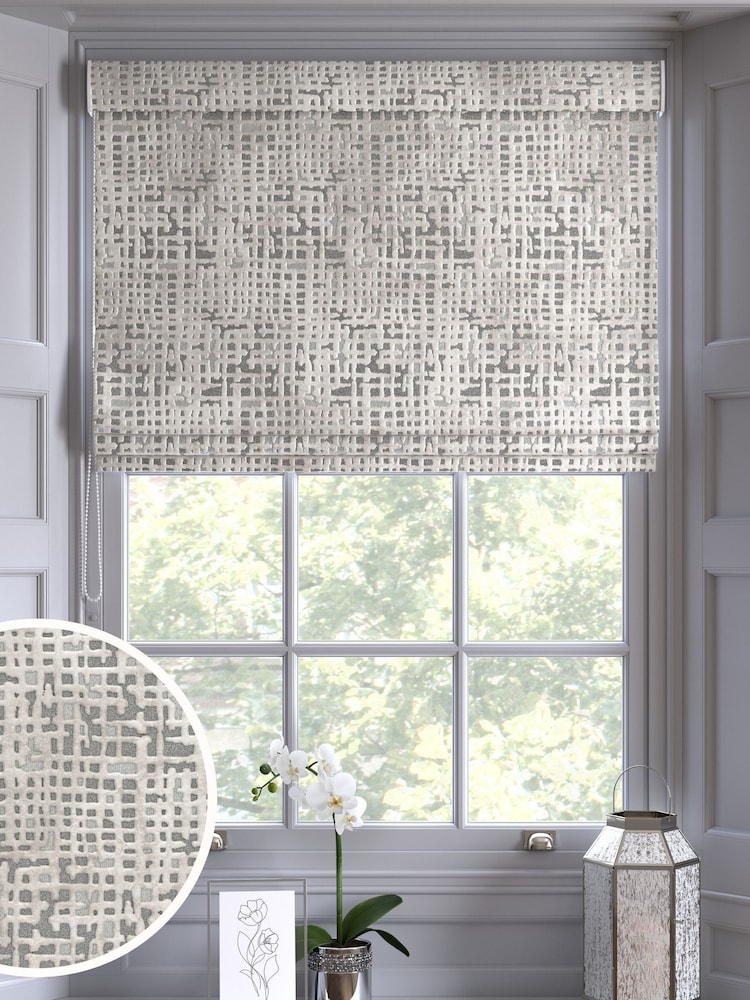 Silver Collection Luxe Velvet Abstract Made to Measure Roman Blind - Image 1 of 6