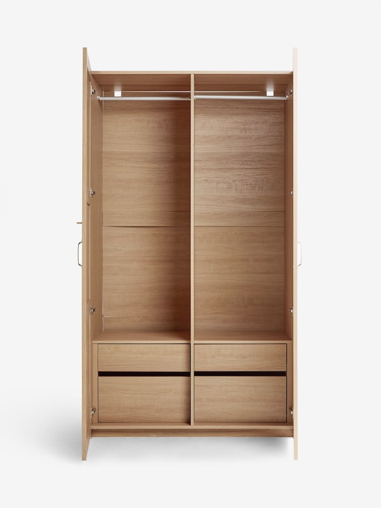 Mid Natural Malvern Statement Oak Effect Double Wardrobe - Image 2 of 4