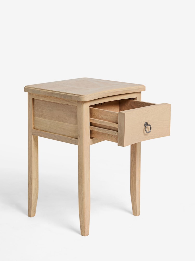 Light Natural Sadie Solid Mango Wood 1 Drawer Slim Bedside Table - Image 3 of 3